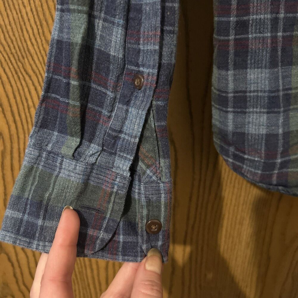 J Crew Shirt Mens Slim Fit Homespun Blue Red Plaid Long Sleeve Button Down Sz S - Picture 4 of 7